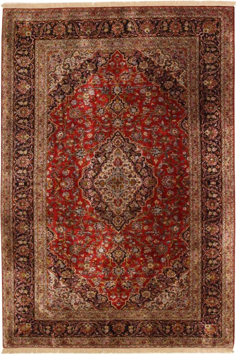 Kashan Red Hand Knotted 48 X 71 Area Rug 100-11127 Image 0