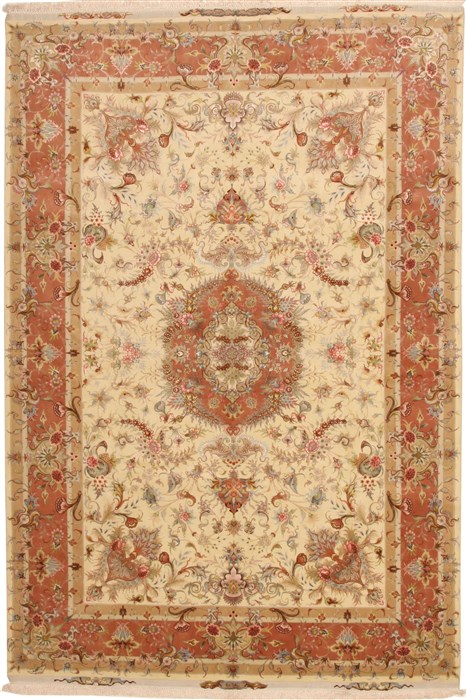 Tabriz Beige Hand Knotted 68 X 911 Area Rug 114-11131 Image 0