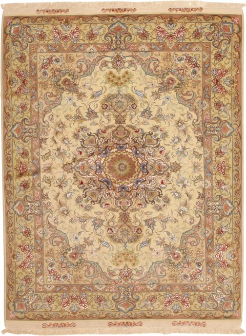 Tabriz Beige Hand Knotted 411 X 68 Area Rug 114-11132 Image 0