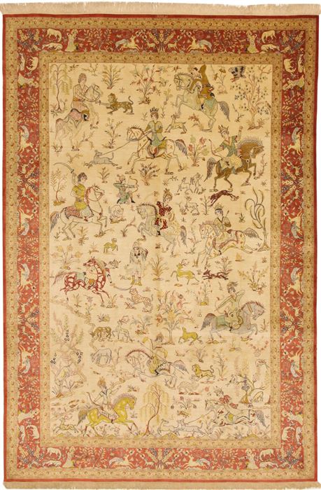 Qum Yellow Hand Knotted 63 X 96  Area Rug 114-11134 Image 0