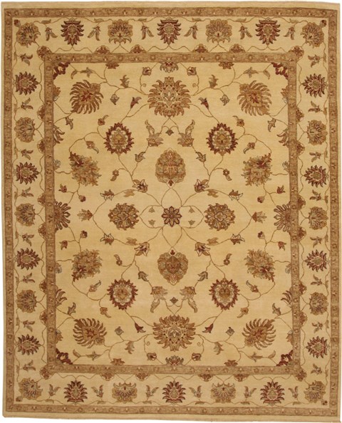 Chobi Yellow Hand Knotted 81 X 100 Area Rug 100-11143 Image 0