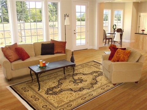 Pak-Persian Beige Hand Knotted 82 X 102 Area Rug 100-11146 Image 4