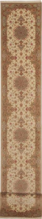 Tabriz Green Runner Hand Knotted 26 X 166  Area Rug 100-11176 Image 0