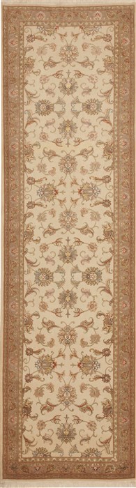 Tabriz Beige Runner Hand Knotted 29 X 911  Area Rug 100-11190 Image 0
