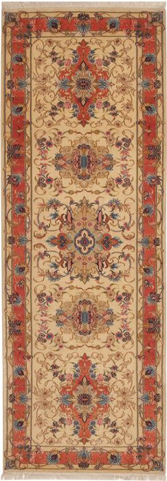 Tabriz Beige Runner Hand Knotted 211 X 82  Area Rug 100-11191 Image 0