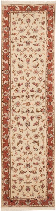 Tabriz Beige Runner Hand Knotted 27 X 96  Area Rug 100-11194 Image 0