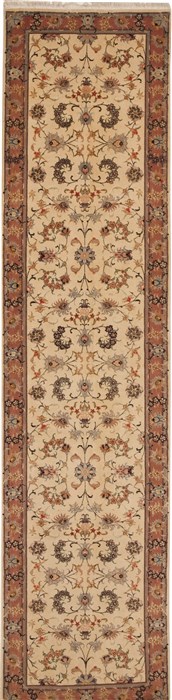 Tabriz Yellow Runner Hand Knotted 26 X 108  Area Rug 100-11195 Image 0