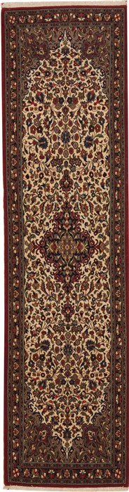 Qum Beige Runner Hand Knotted 26 X 911  Area Rug 100-11205 Image 0