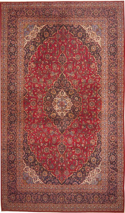 Kashan Red Hand Knotted 100 X 172  Area Rug 100-11243 Image 0