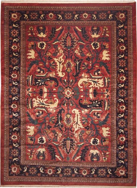 Moshk Abad Red Hand Knotted 129 X 172  Area Rug 100-11245 Image 0