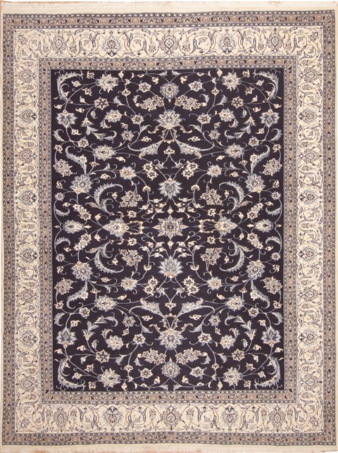 Nain Blue Hand Knotted 99 X 129 Area Rug 100-11250 Image 0