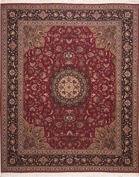 Tabriz Red Hand Knotted 82 X 99 Area Rug 100-11253 Image 0