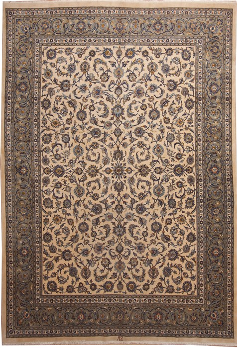 Mashad Beige Hand Knotted 98 X 1311  Area Rug 100-11257 Image 0