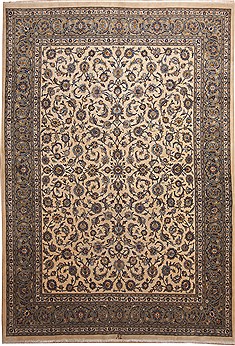 Mashad Beige Hand Knotted 9'8" X 13'11"  Area Rug 100-11257