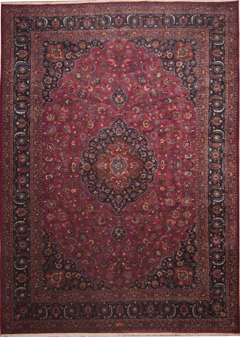 Mashad Red Hand Knotted 115 X 160  Area Rug 100-11258 Image 0