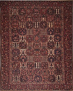 Persian Bakhtiar Brown Rectangle 10x14 ft Wool Carpet 11263