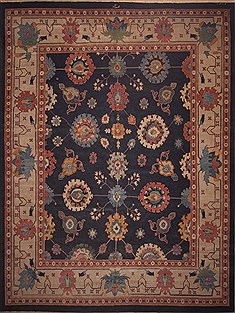 Persian Tabriz Blue Rectangle 12x18 ft Wool Carpet 11278
