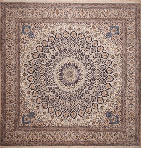 Nain White Square Hand Knotted 133 X 138  Area Rug 100-11287 Image 0