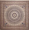 Nain White Square Hand Knotted 133 X 138  Area Rug 100-11287 Thumb 0