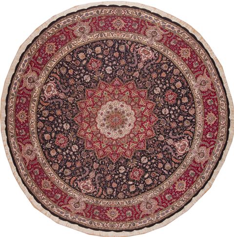 Tabriz Red Round Hand Knotted 118 X 118  Area Rug 100-11288 Image 0