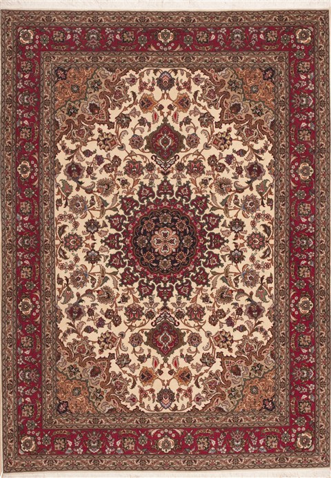 Tabriz Beige Hand Knotted 411 X 611 Area Rug 100-11292 Image 0