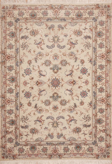 Tabriz White Hand Knotted 46 X 63  Area Rug 100-11297 Image 0