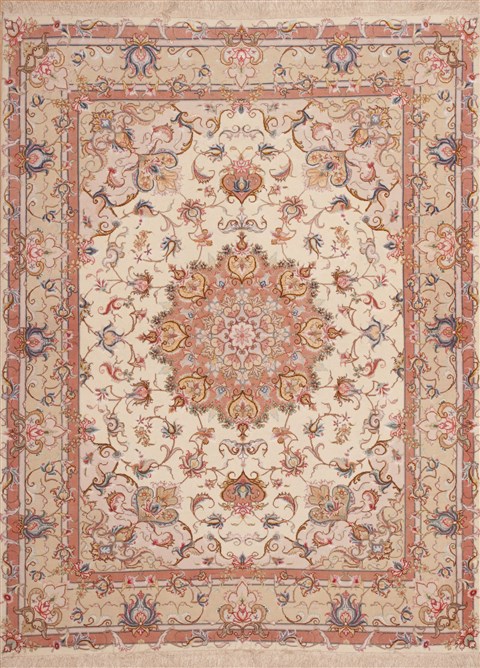 Tabriz White Hand Knotted 50 X 68 Area Rug 100-11298 Image 0
