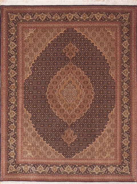 Tabriz Brown Hand Knotted 51 X 67 Area Rug 100-11303 Image 0