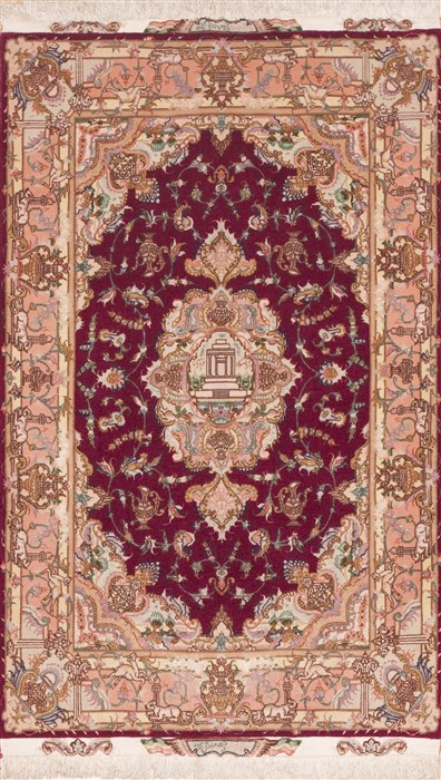 Tabriz Purple Hand Knotted 34 X 53 Area Rug 100-11341 Image 0