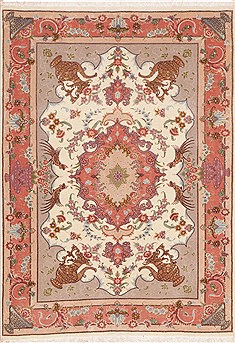 Tabriz Purple Hand Knotted 3'5" X 4'11"  Area Rug 100-11343