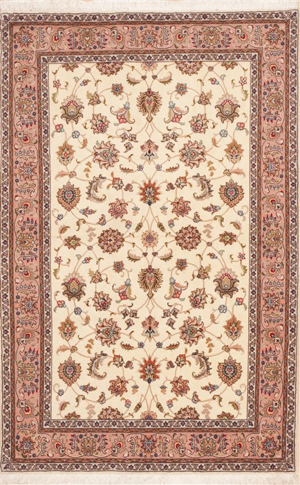 Tabriz White Hand Knotted 36 X 56  Area Rug 100-11345 Image 0