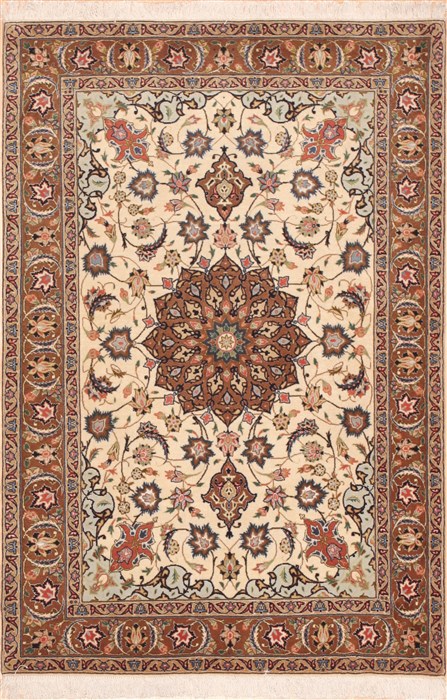 Tabriz White Hand Knotted 33 X 41  Area Rug 100-11350 Image 0