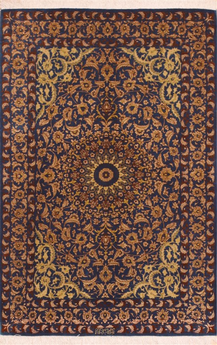 Qum Blue Hand Knotted 28 X 40  Area Rug 100-11359 Image 0