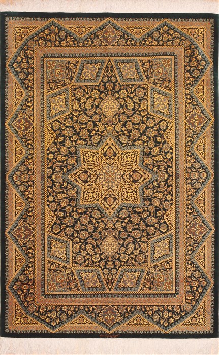 Qum Yellow Hand Knotted 33 X 49 Area Rug 100-11360 Image 0