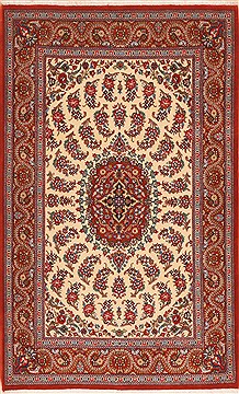 Persian Qum Red Rectangle 4x6 ft Wool Carpet 11362