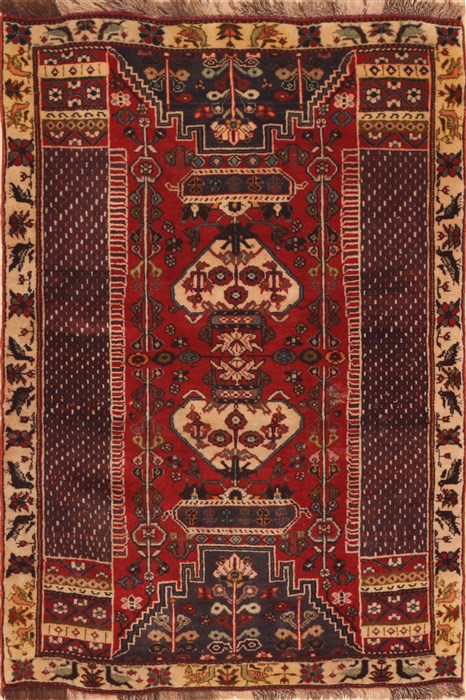 Gabbeh Red Hand Knotted 34 X 52 Area Rug 100-11378 Image 0