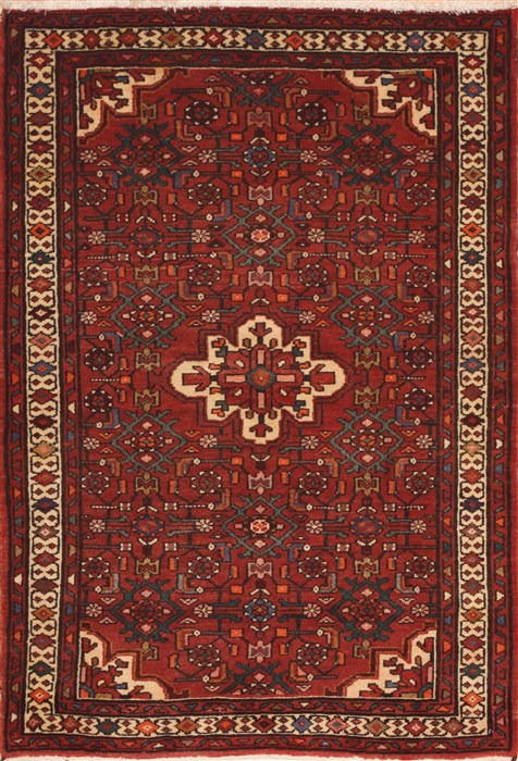 Hossein Abad Red Hand Knotted 37 X 53  Area Rug 100-11384 Image 0