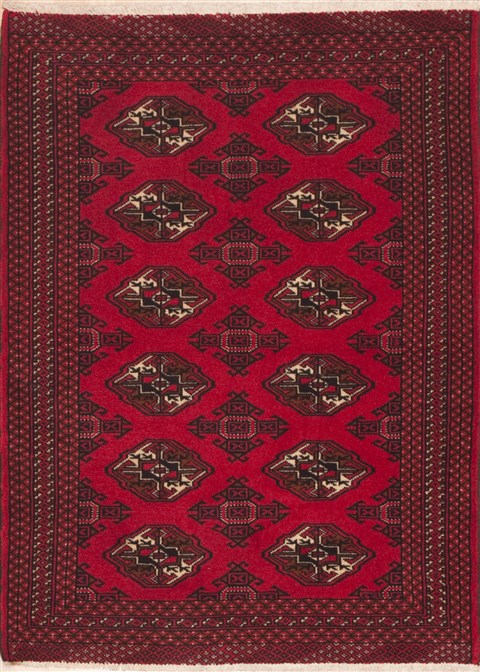 Turkman Red Hand Knotted 33 X 47 Area Rug 100-11401 Image 0