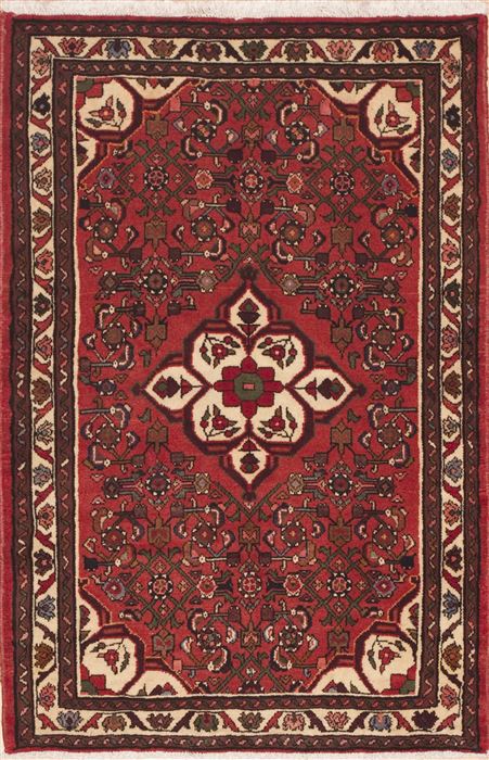 Hamedan Red Hand Knotted 35 X 52 Area Rug 100-11410 Image 0