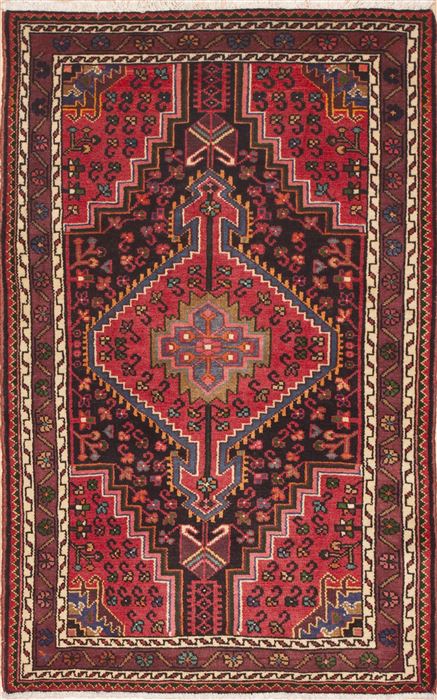 Hamedan Red Hand Knotted 33 X 53 Area Rug 100-11412 Image 0