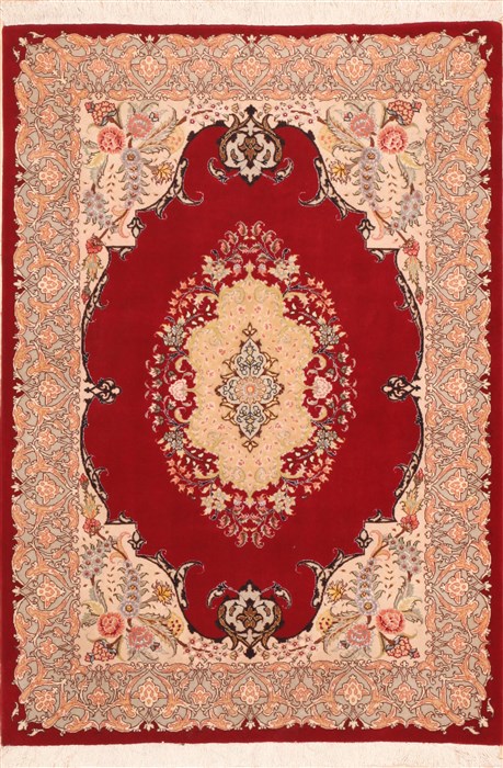 Tabriz White Hand Knotted 35 X 50 Area Rug 100-11420 Image 0