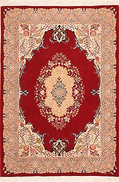 Tabriz White Hand Knotted 3'5" X 5'0"  Area Rug 100-11420