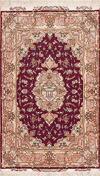 Tabriz Purple Hand Knotted 3'4" X 5'3"  Area Rug 100-11422