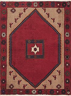 Persian Kelardasht Red Rectangle 3x5 ft Wool Carpet 11427