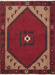 Kelardasht Red Hand Knotted 3'8" X 4'11"  Area Rug 100-11427