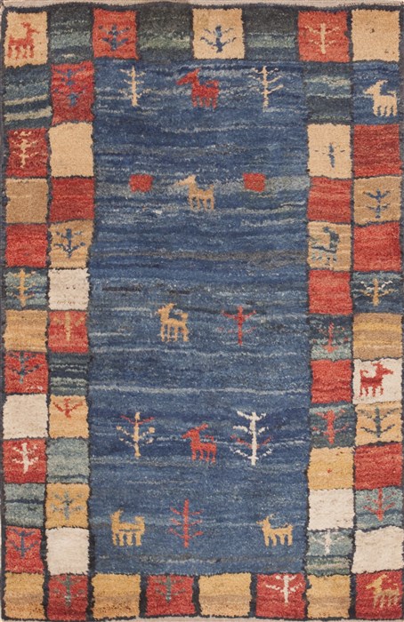 Gabbeh Blue Hand Knotted 33 X 53 Area Rug 100-11431 Image 0