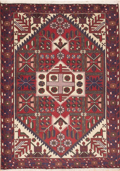 Hamedan Red Hand Knotted 36 X 50  Area Rug 100-11442 Image 0