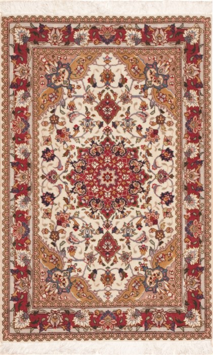 Tabriz Beige Hand Knotted 20 X 30  Area Rug 100-11446 Image 0
