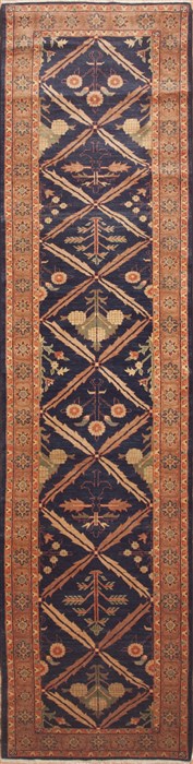 Pishavar Blue Runner Hand Knotted 30 X 130  Area Rug 100-11447 Image 0