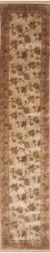 Indian Jaipur Beige Runner 10 to 12 ft Wool Carpet 11451